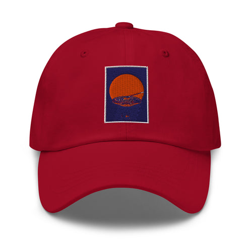 Deadwax Crate Digger Cap in cranberry – embroidered vinyl record collector cap
