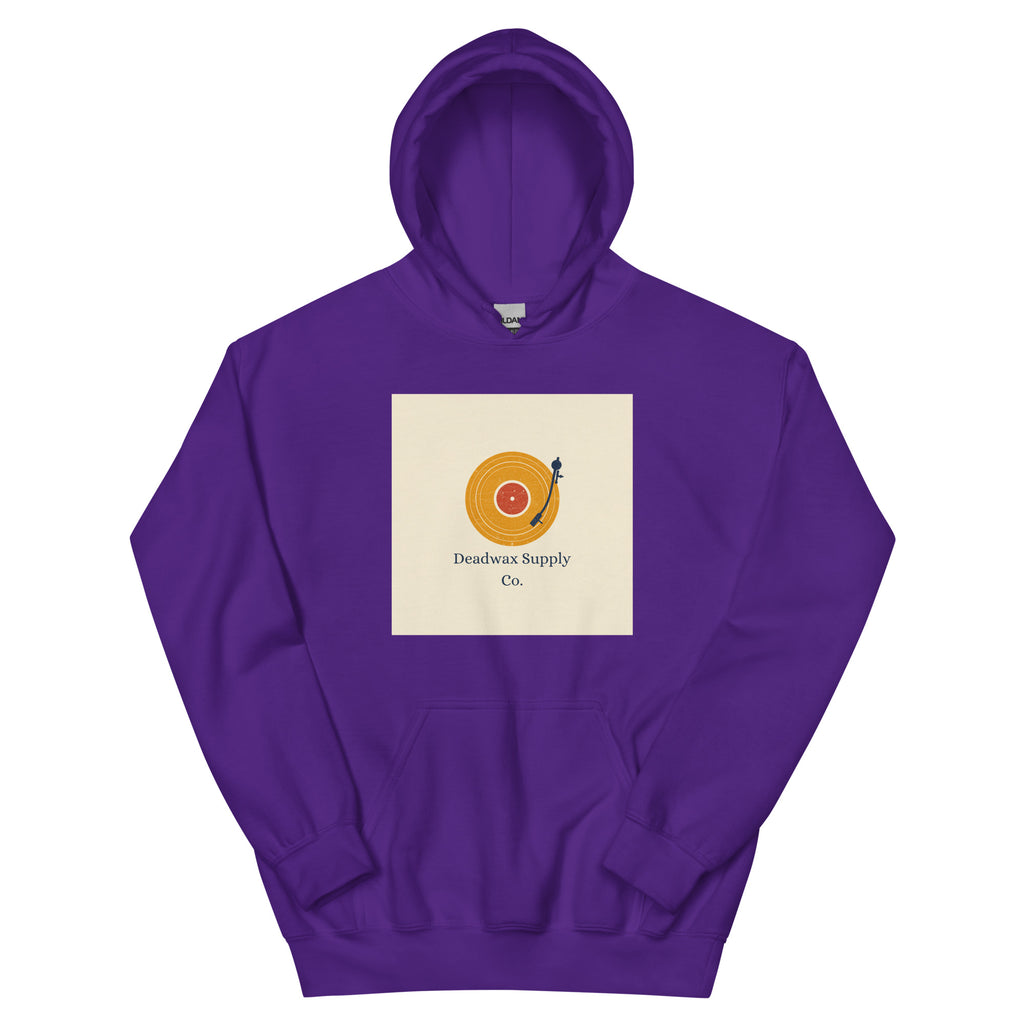 Deadwax Tonearm Hoodie in purple – vinyl record collector hoodie with tonearm and record logo