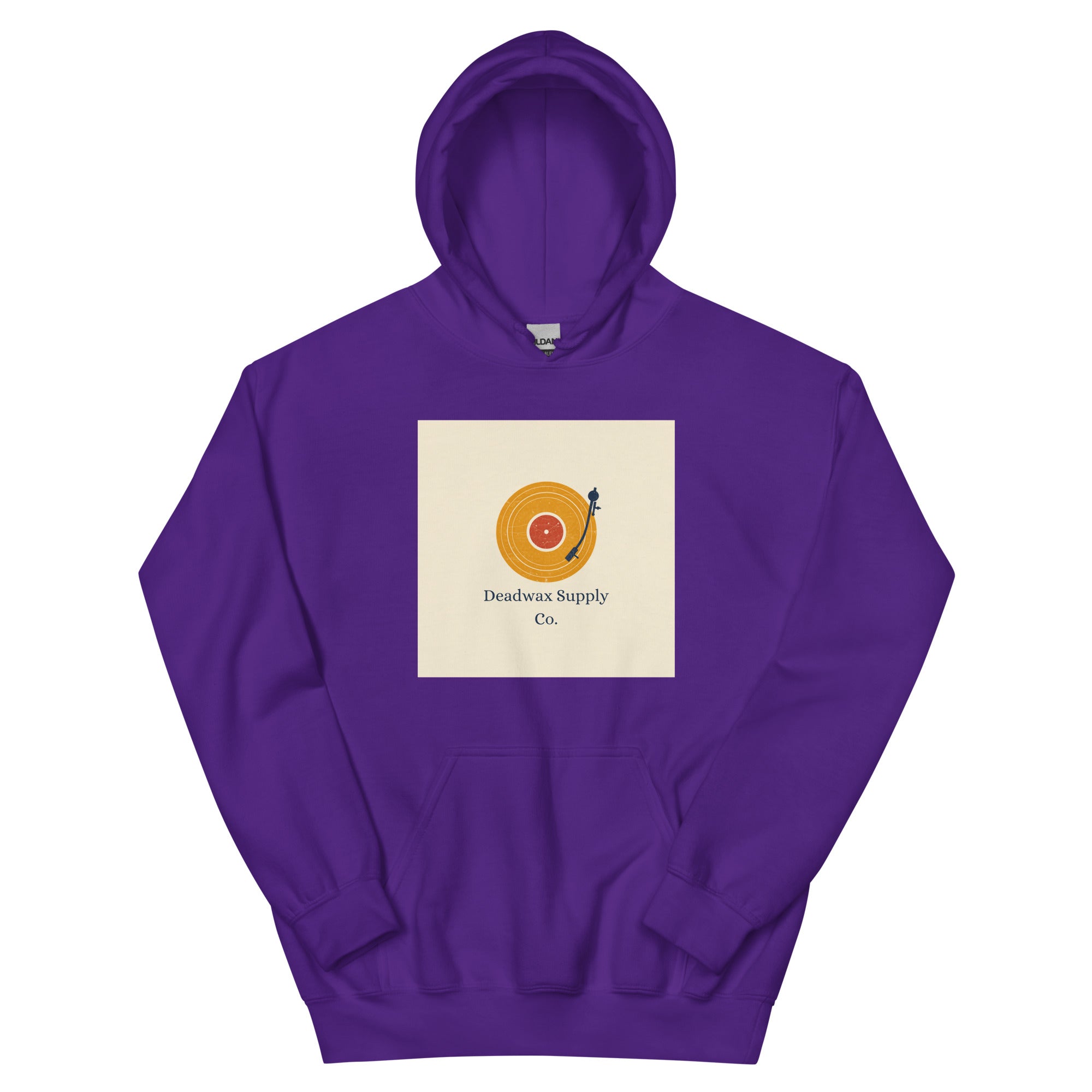 Deadwax Tonearm Hoodie in purple – vinyl record collector hoodie with tonearm and record logo