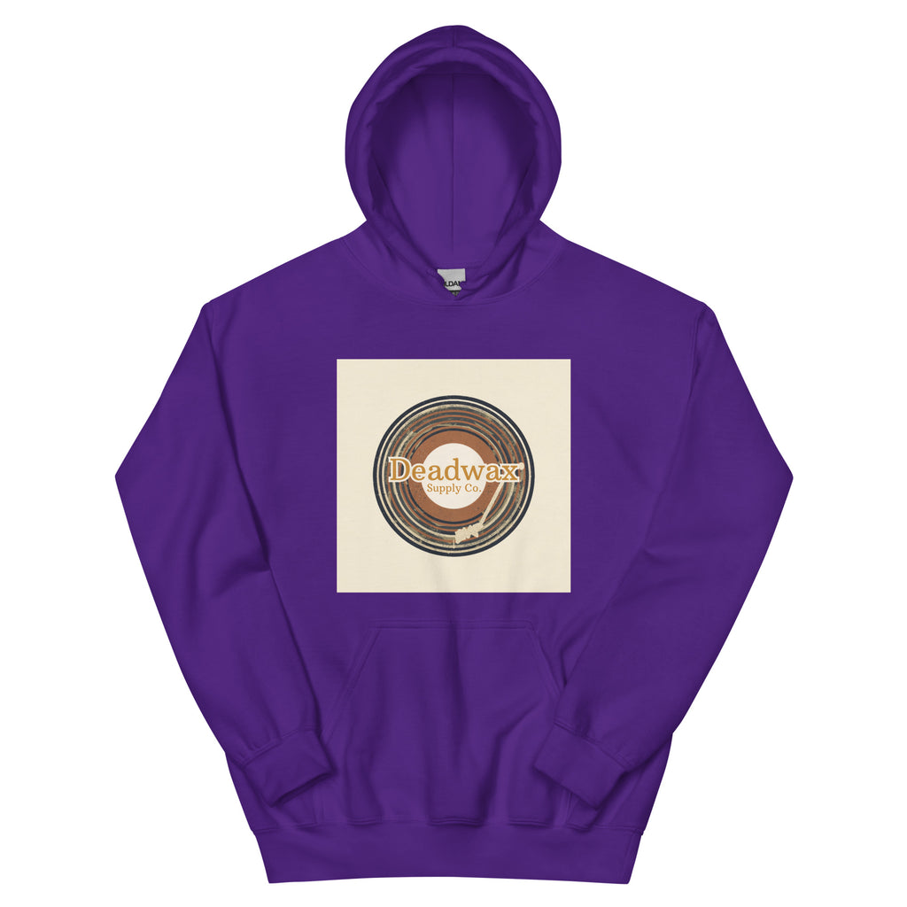 Deadwax Tonearm Hoodie in purple – vinyl record collector hoodie with tonearm and record logo