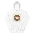 Deadwax Tonearm Hoodie in white – vinyl record collector hoodie with tonearm and record logo