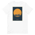 Deadwax Tonearm Tee in white – vinyl record collector t-shirt with tonearm and record logo